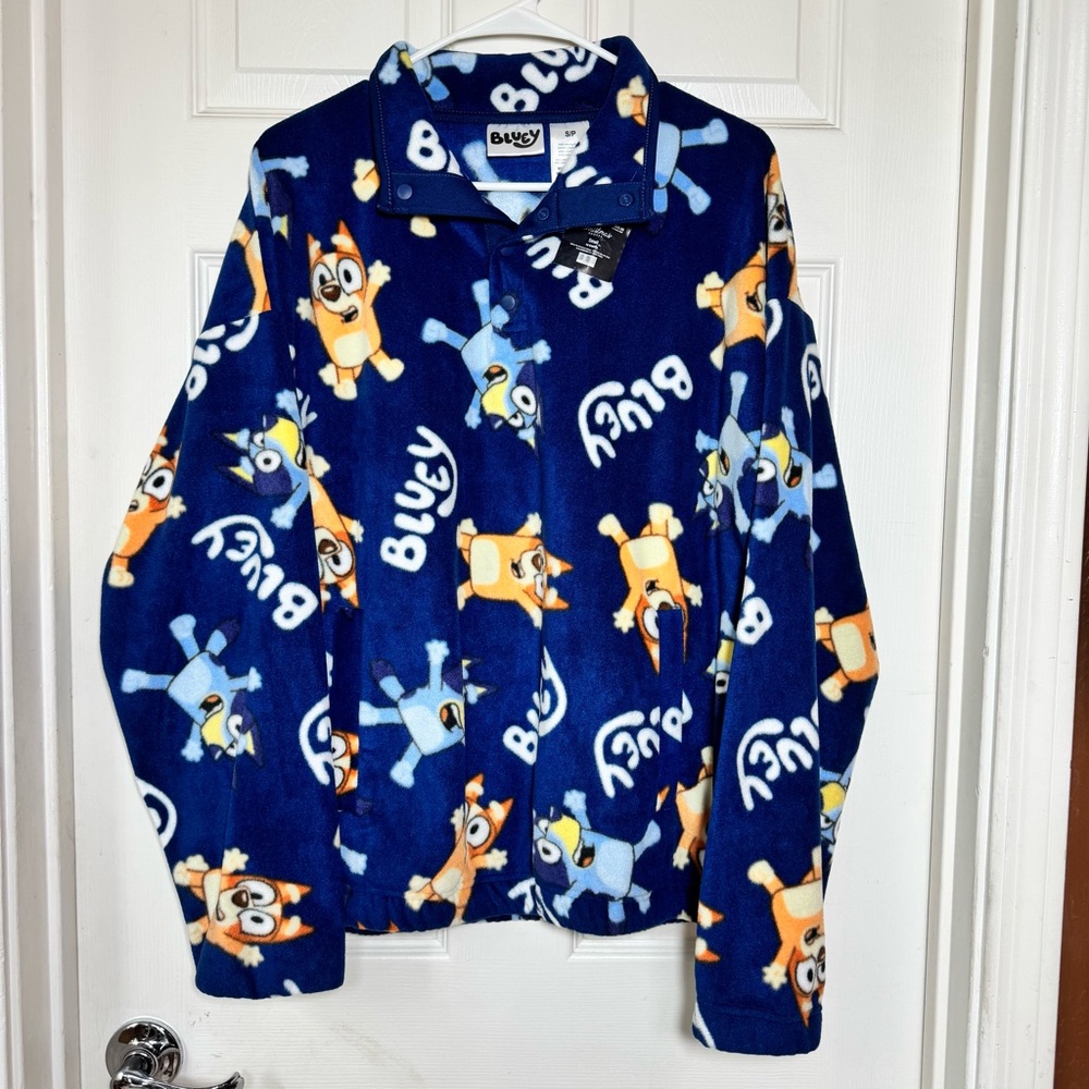 Bluey Bingo Unisex Soft Fleece Pullover Jacket Track Sweater Adult Size S/P NWT